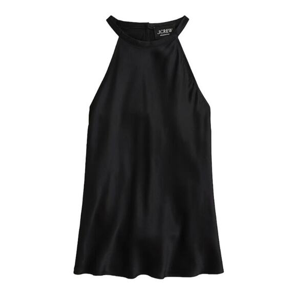 J.CREW Collection Amber Top Black Luster Crepe Sleeveless Viscose Halter Sm NEW - Picture 1 of 4